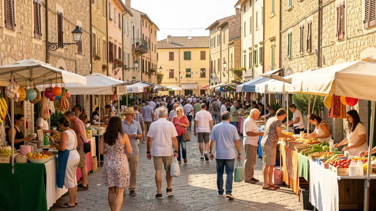 Imagen genérica de una feria de salud en una plaza de pueblo valenciano.