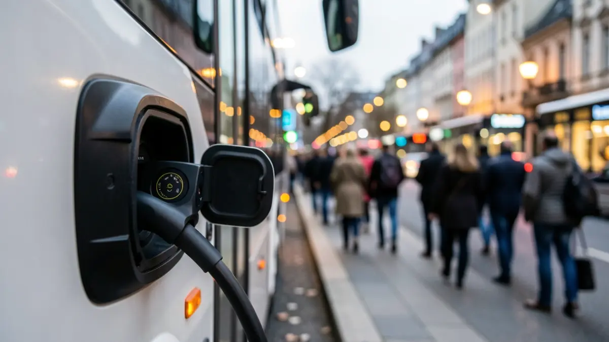 Imatge genèrica d'un punt de recàrrega de bus elèctric.