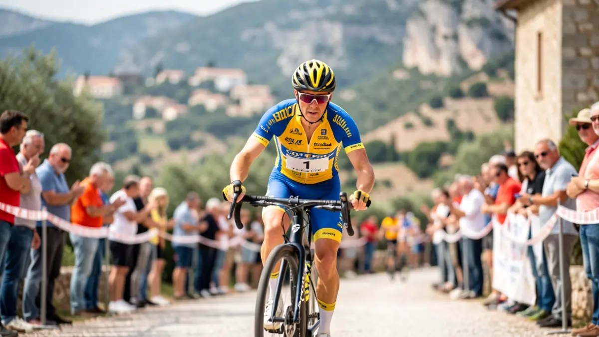 Imagen genérica de un ciclista ganando una carrera de montaña.