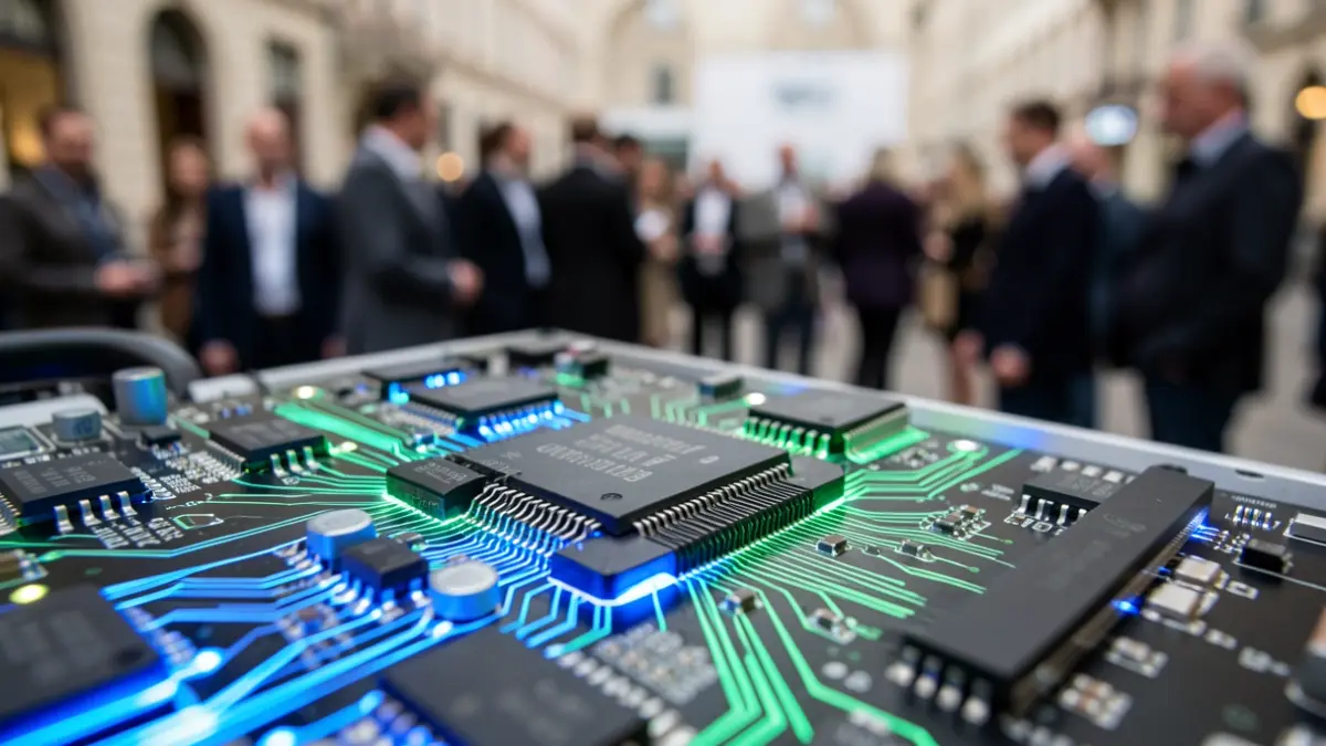 Generic image of an electronic circuit board with glowing components.