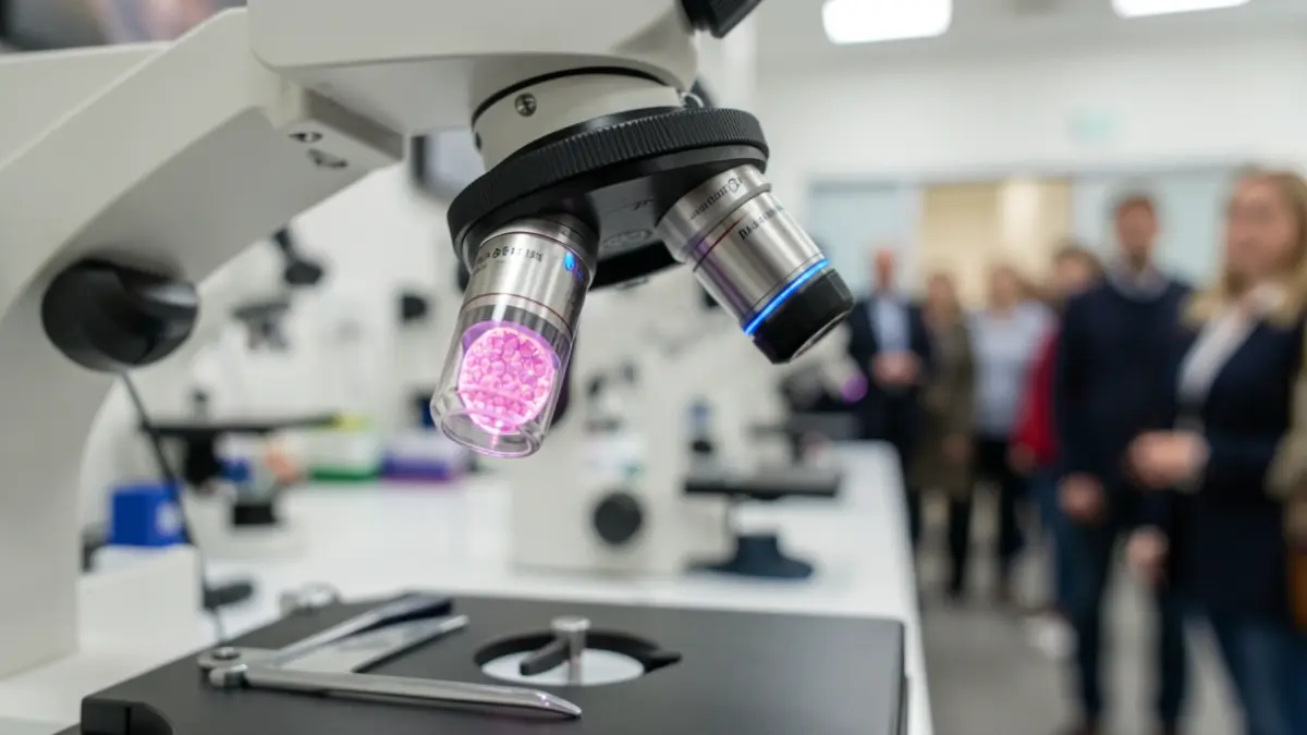 Generic image of a microscope in a laboratory.