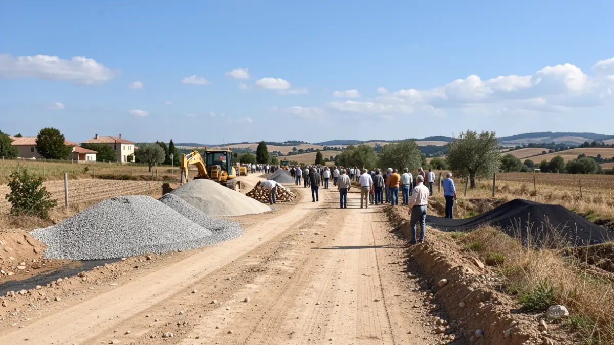Imatge genèrica d'un camí rural en obres en un paisatge mediterrani.