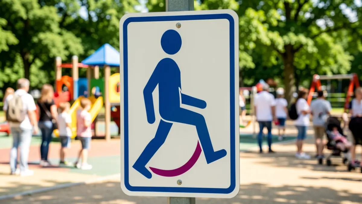 Imatge genèrica de pictogrames accessibles en un parc infantil.