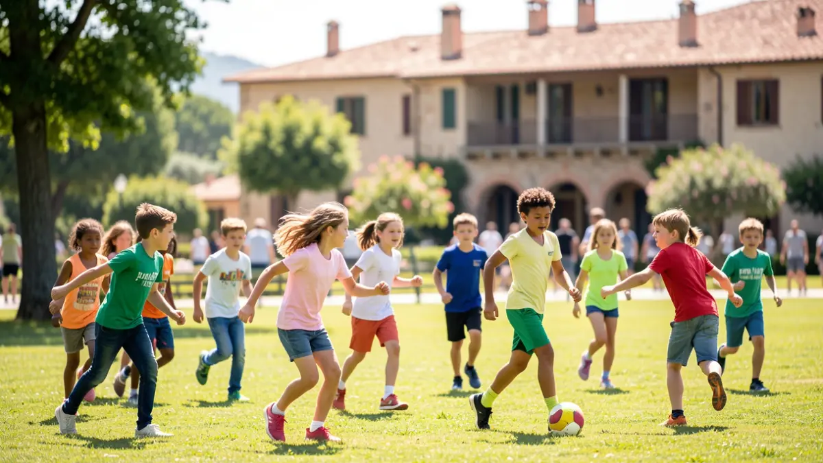 Imatge genèrica de xiquets i xiquetes participant en activitats esportives a l'aire lliure.