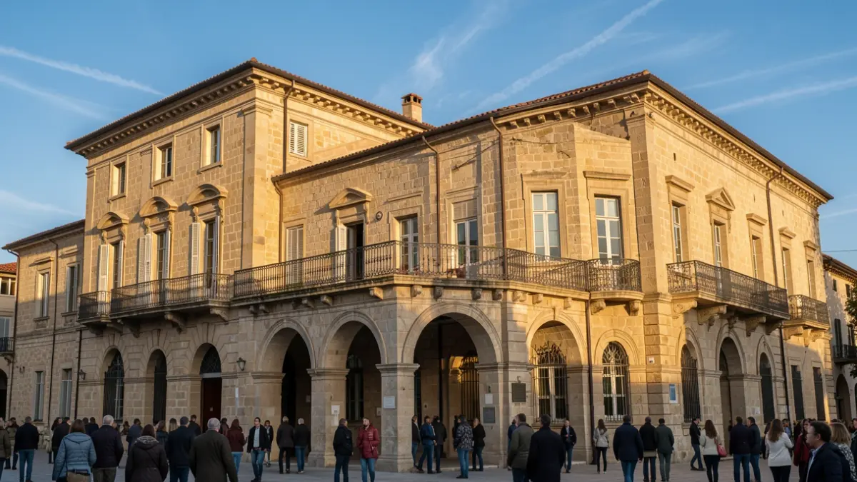 Imatge genèrica d'una façana d'edifici històric amb balcons i baranes de ferro, sota la llum càlida de la vesprada.