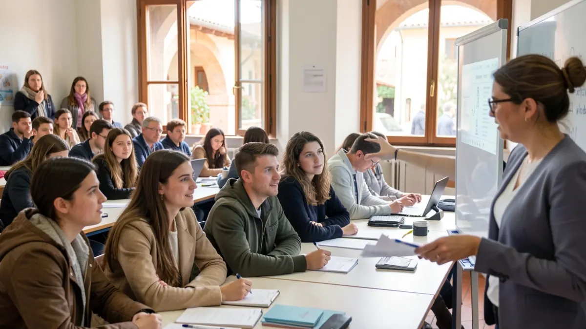 Generic image of a classroom with students and a professional.