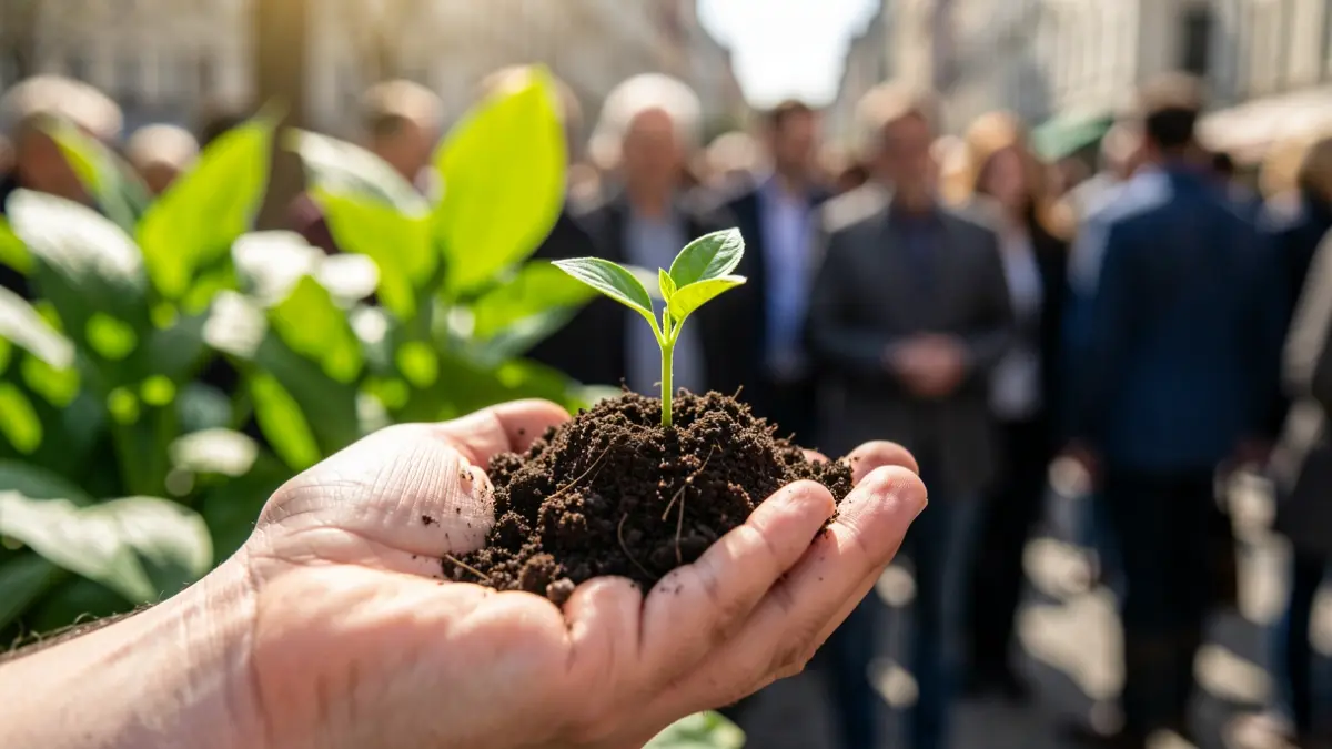 Imatge genèrica d'una planta jove amb terra, simbolitzant creixement i educació ecològica.