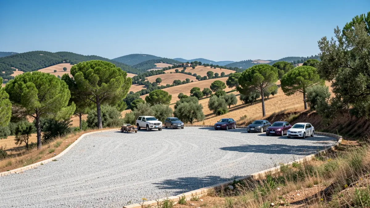 Generic image of a natural space with a camping area for motorhomes.