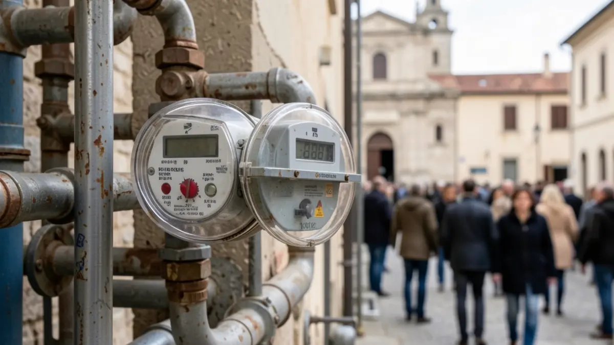 Generic image of a digital water meter with a background suggesting a municipal building.