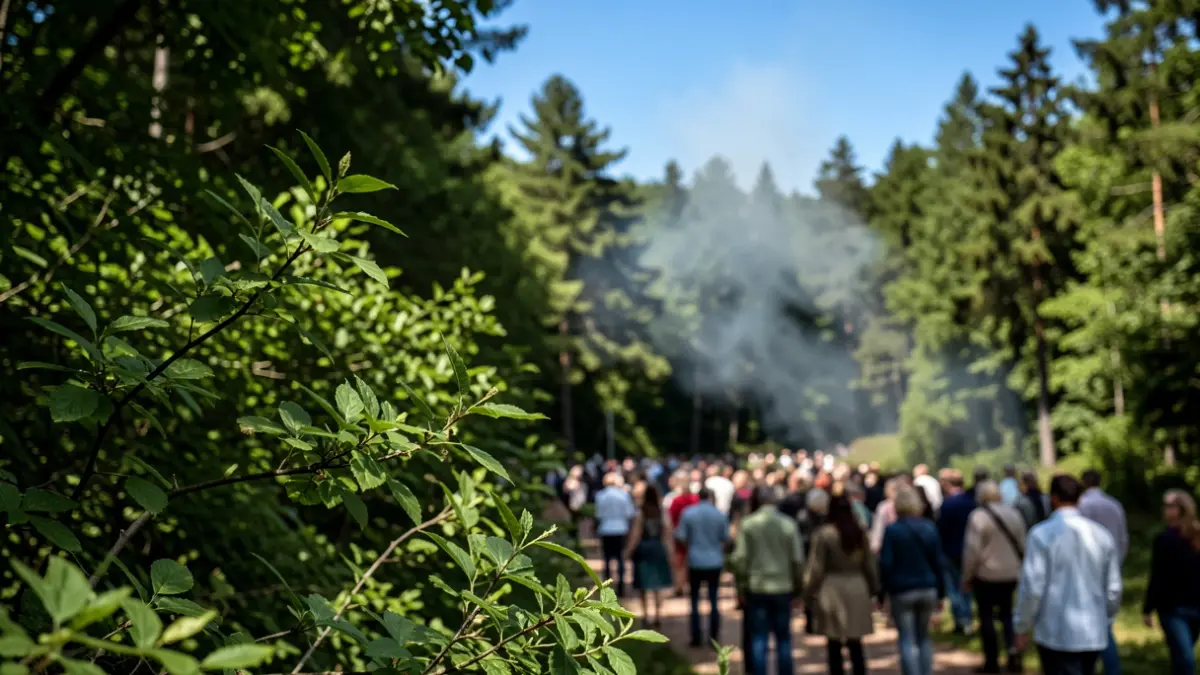 Generic image of forest foliage with smoke in the background.