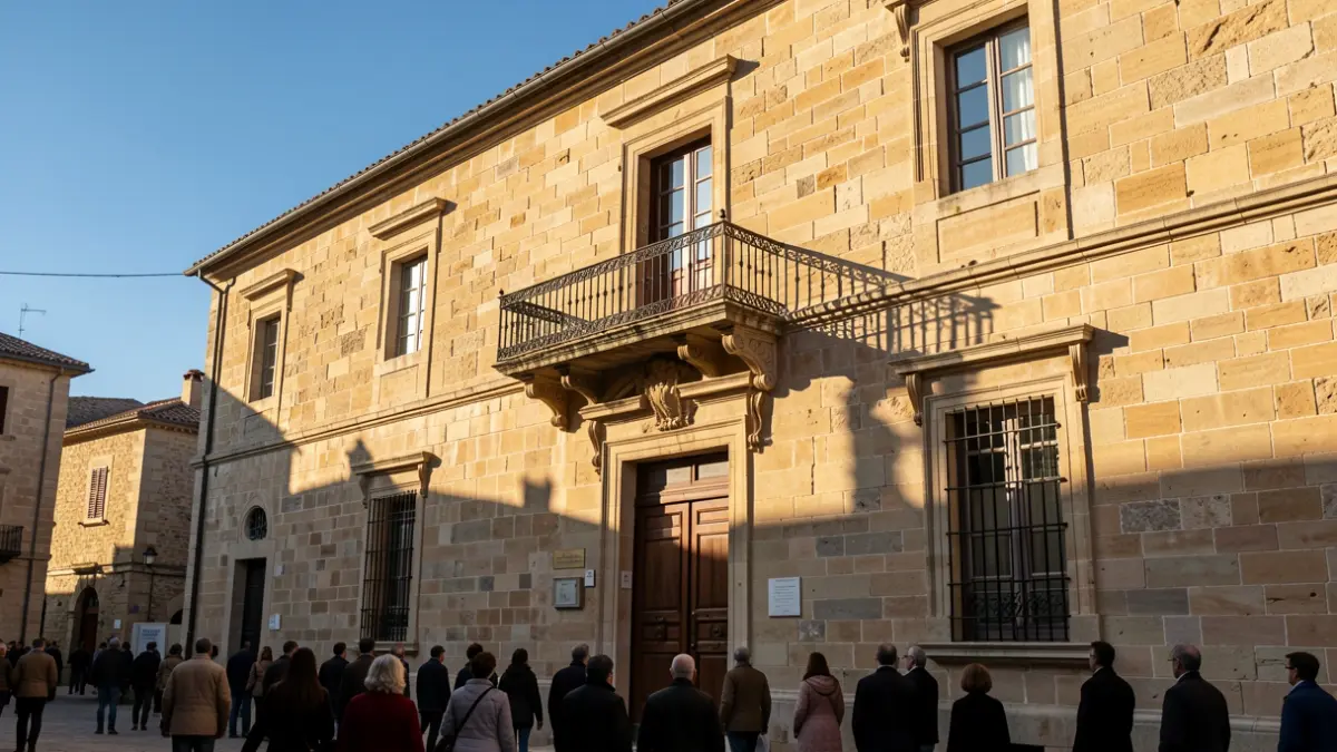 Imatge de la façana de l'Ajuntament de Benifaió amb balcó i llums del sol de la vesprada.
