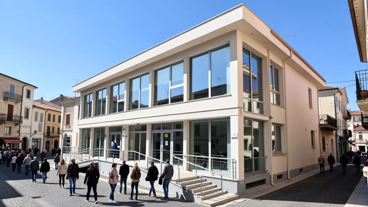 Imatge genèrica d'un edifici de centre de dia modern amb rampes d'accés.