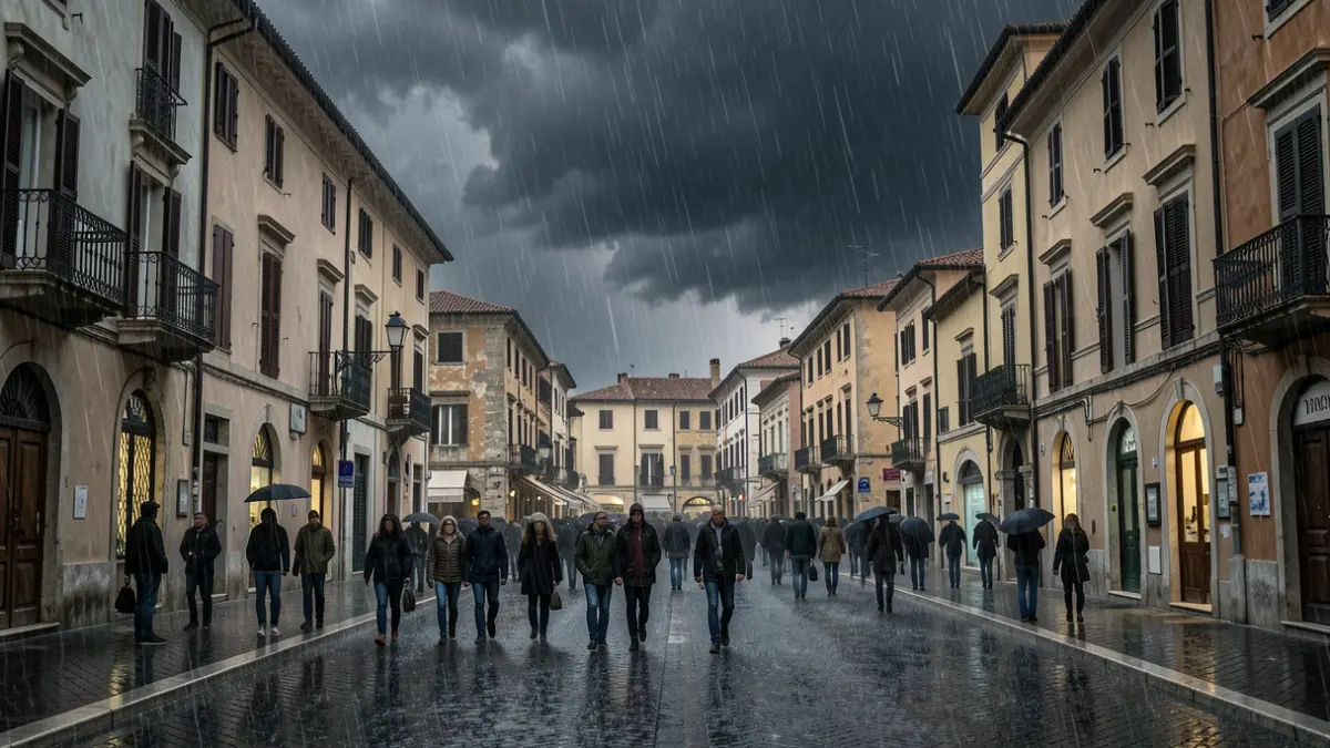 Imatge genèrica de cel tempestuós sobre una ciutat mediterrània amb pluja intensa.