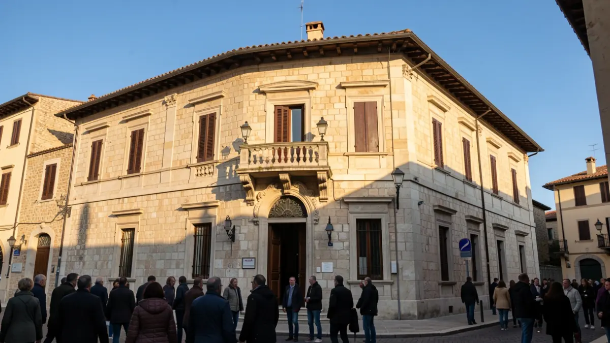 Imatge genèrica de la façana d'un edifici municipal amb balcó.