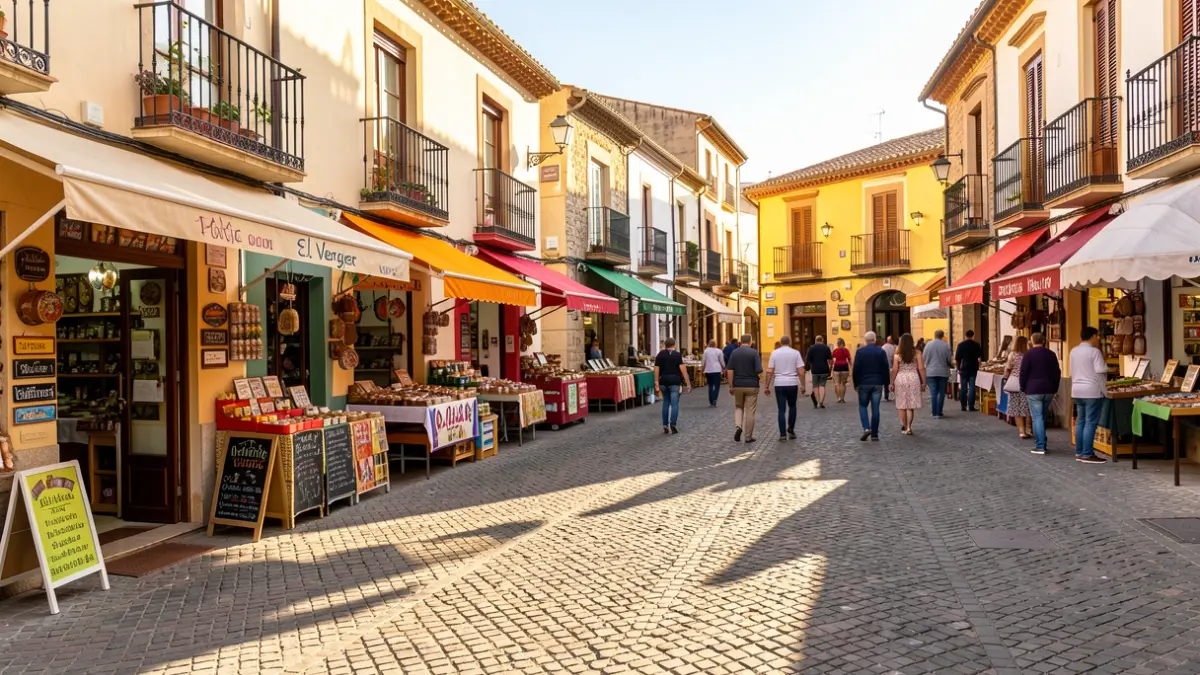 Imatge genèrica d'una plaça de poble valencià amb comerços oberts.