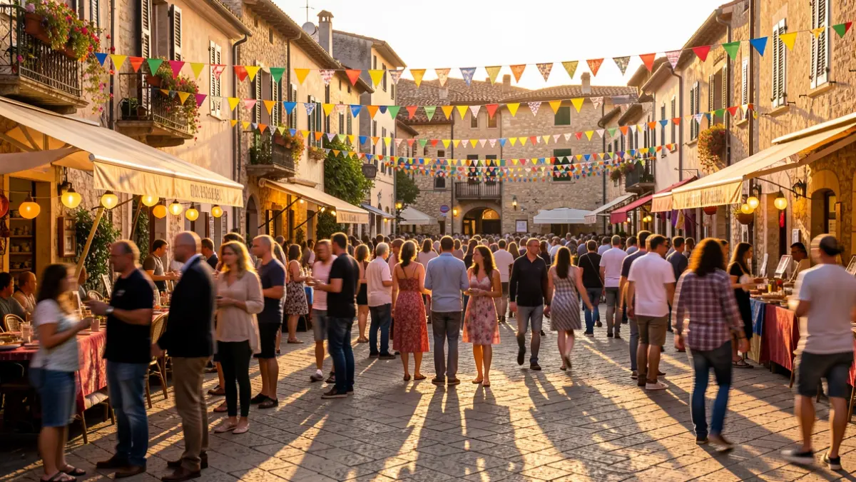Imatge genèrica d'una festa popular en una plaça mediterrània.