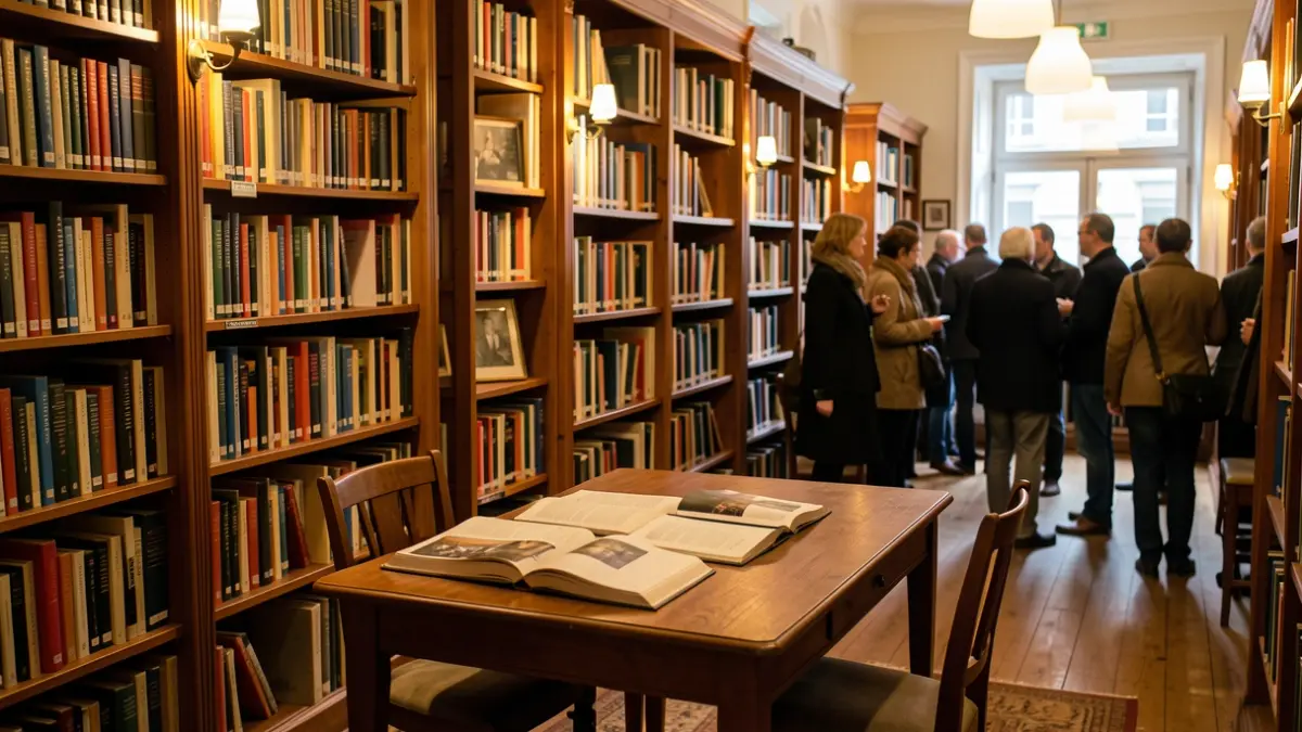 Imatge genèrica d'una biblioteca amb prestatgeries plenes de llibres i una taula de lectura.