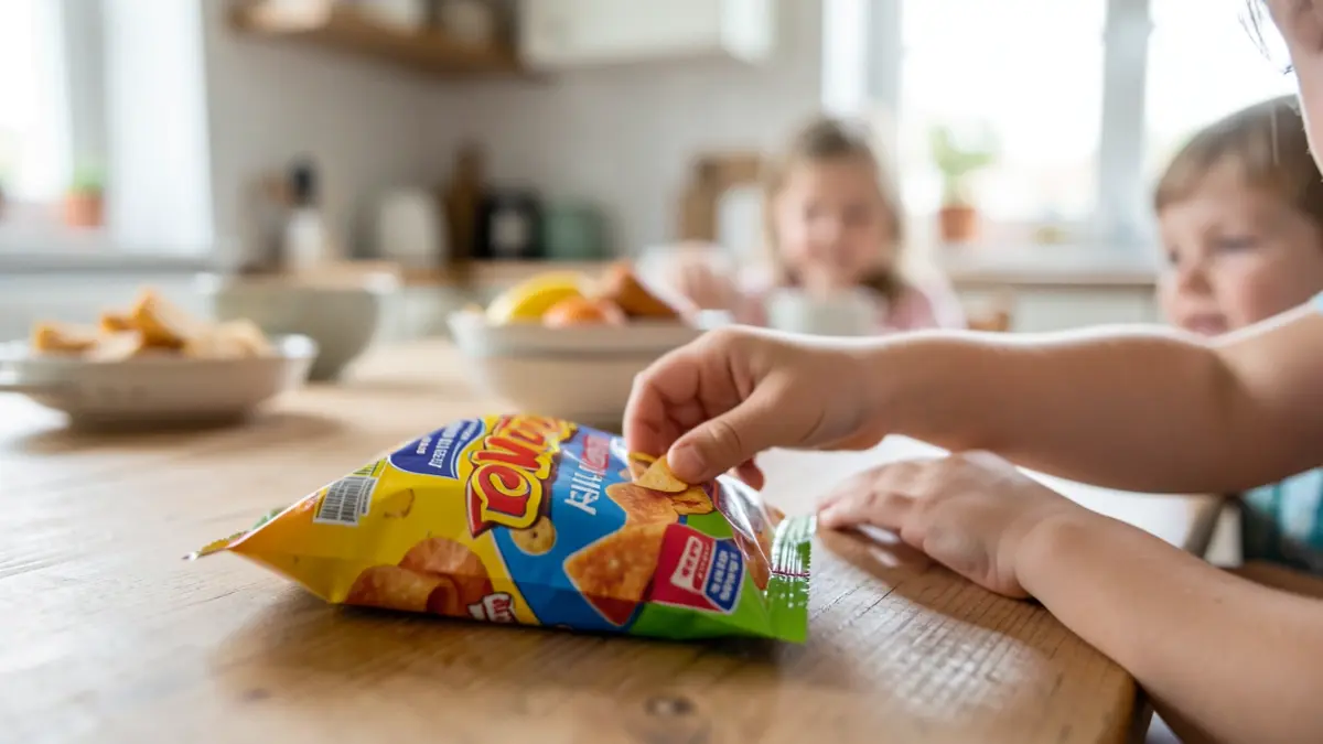 Generic image of a child reaching for an ultra-processed food item.