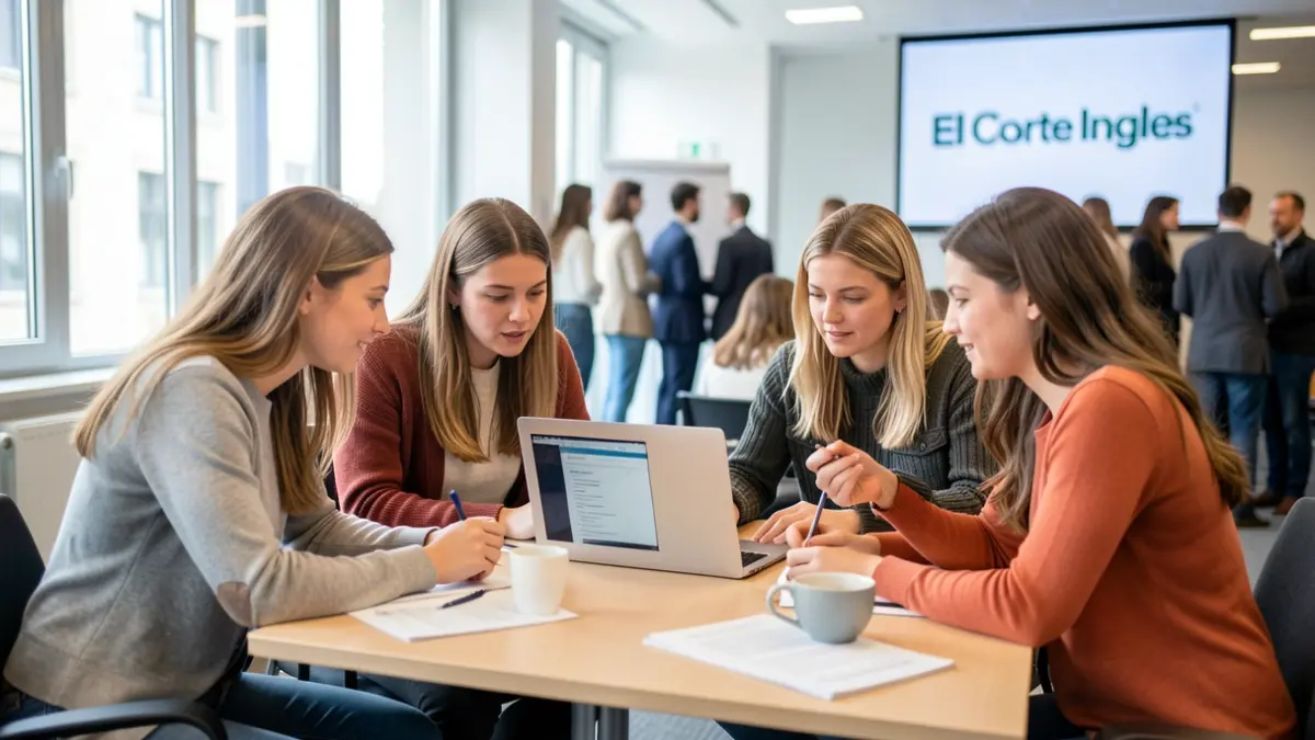 Imatge genèrica de quatre estudiants universitàries treballant en un projecte.