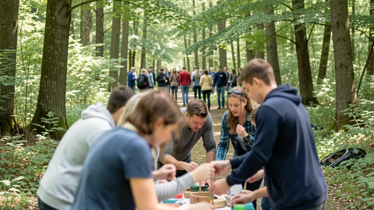Imagen genérica de un grupo de estudiantes en una actividad al aire libre en un parque natural.