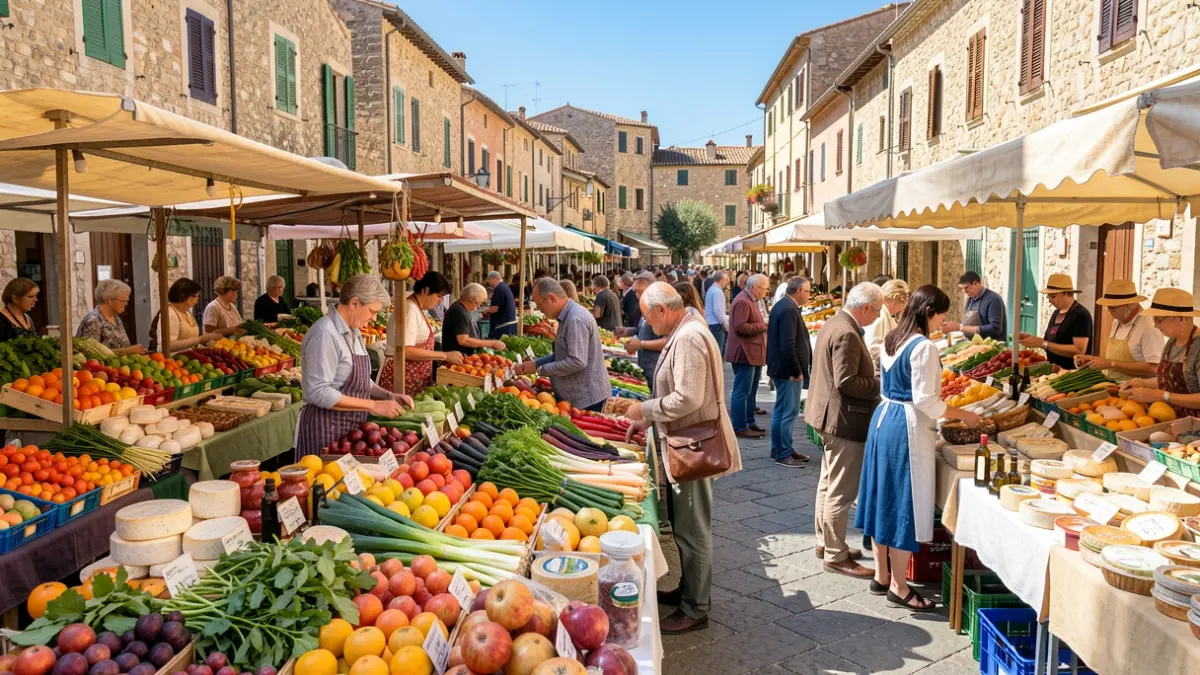 Imatge genèrica d'un mercat a l'aire lliure amb productes ecològics.