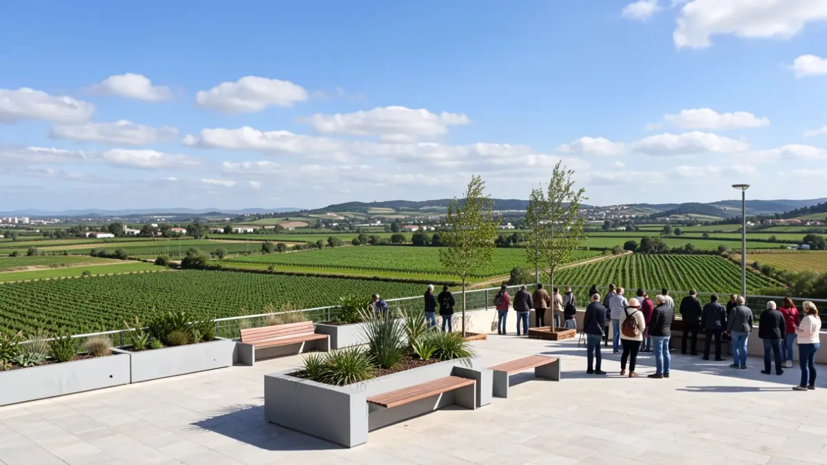 Generic image of a green landscape of L'Horta with a viewpoint and urban furniture.