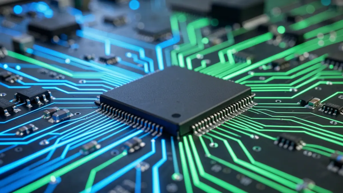 Generic image of electronic components and digital circuits.