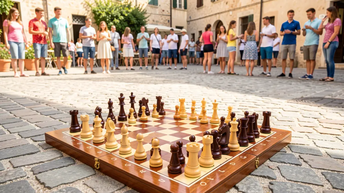 Generic image of a chessboard in a public square.