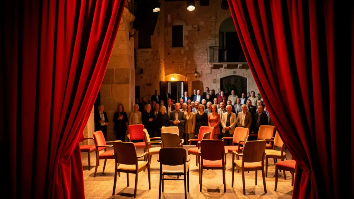 Imatge genèrica d'un escenari de teatre preparant-se per a una representació.