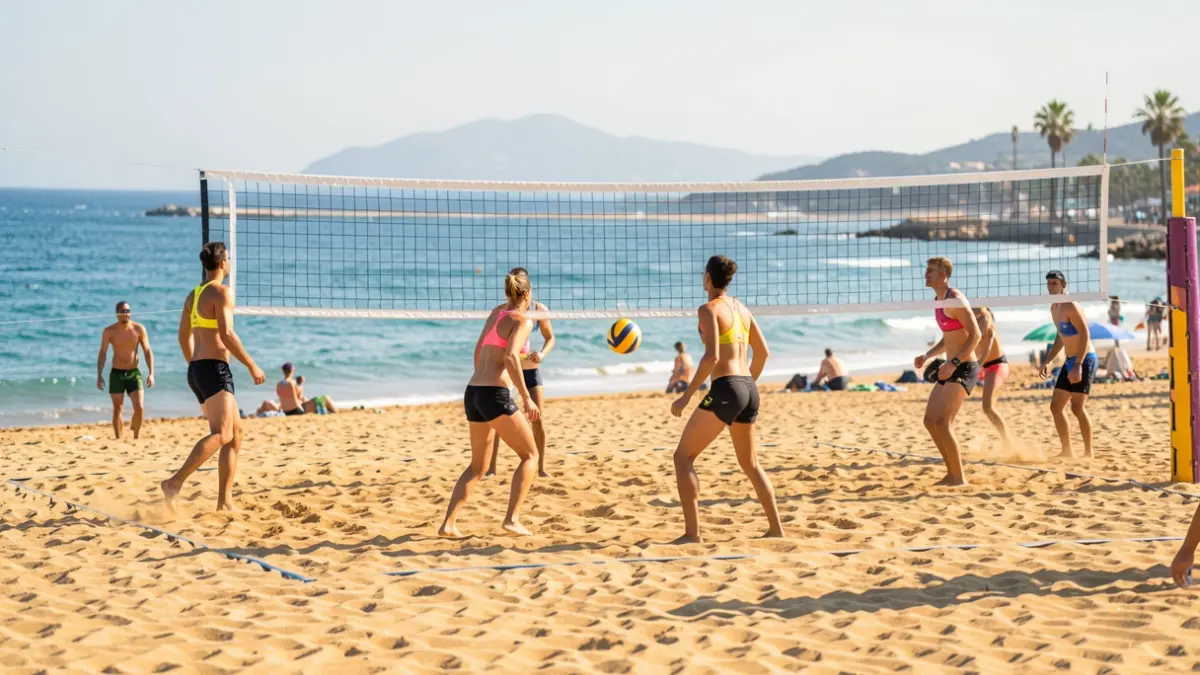 Imagen genérica de una pista de voleibol playa en un día soleado en la costa valenciana.