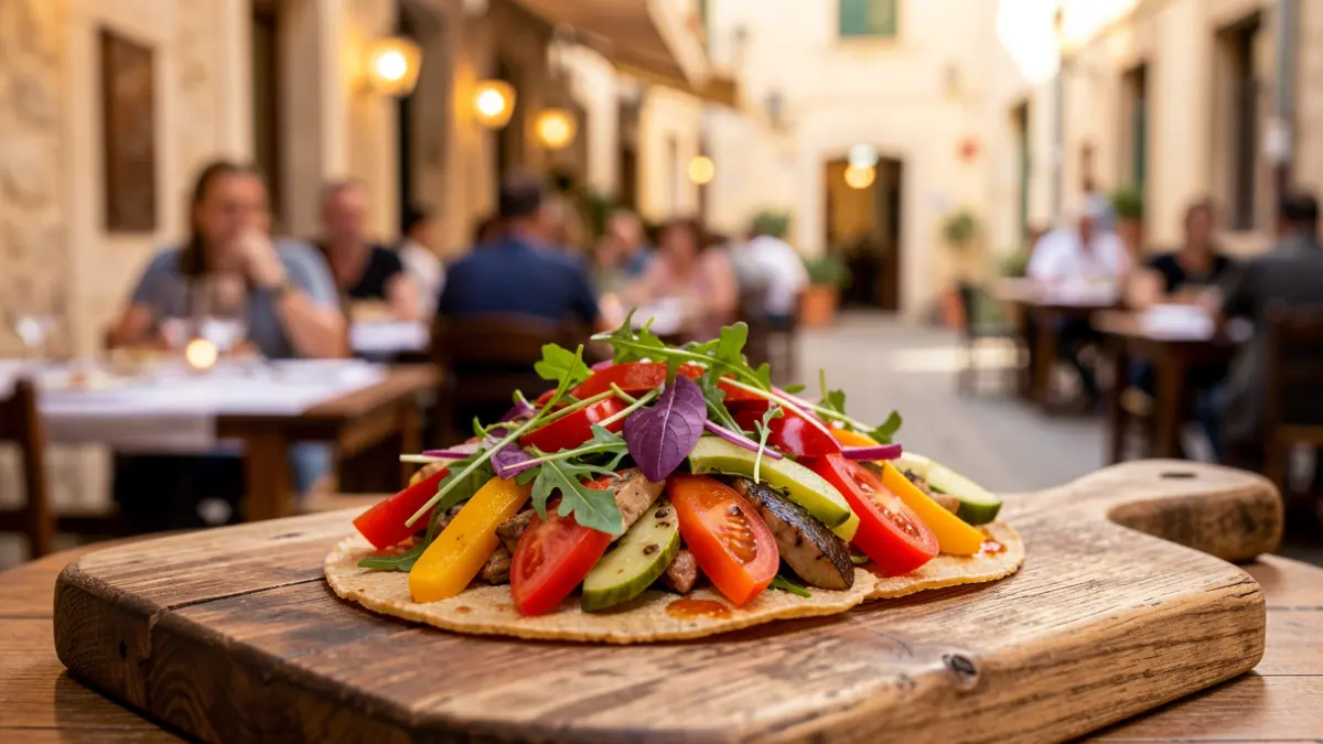 Imatge genèrica d'un plat de tapa presentat en un entorn gastronòmic.