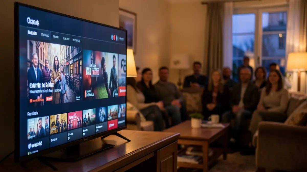Imagen genérica de una pantalla de televisión con una interfaz de plataforma de streaming.
