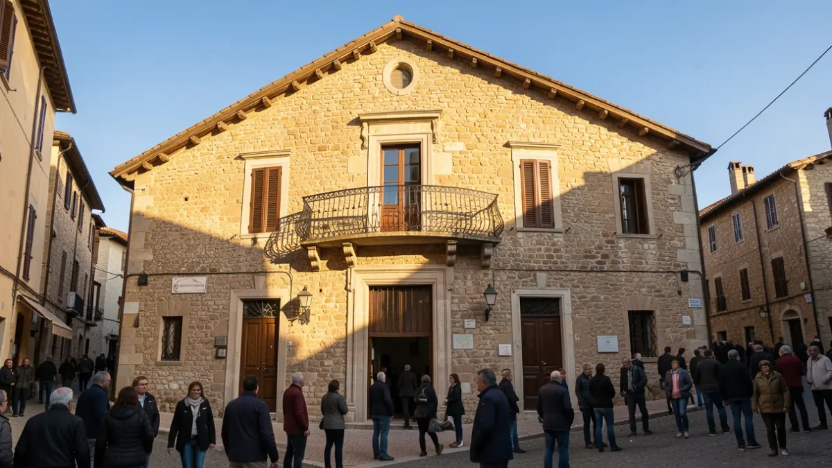 Generic image of an institutional building with Mediterranean architecture under the afternoon sunlight.