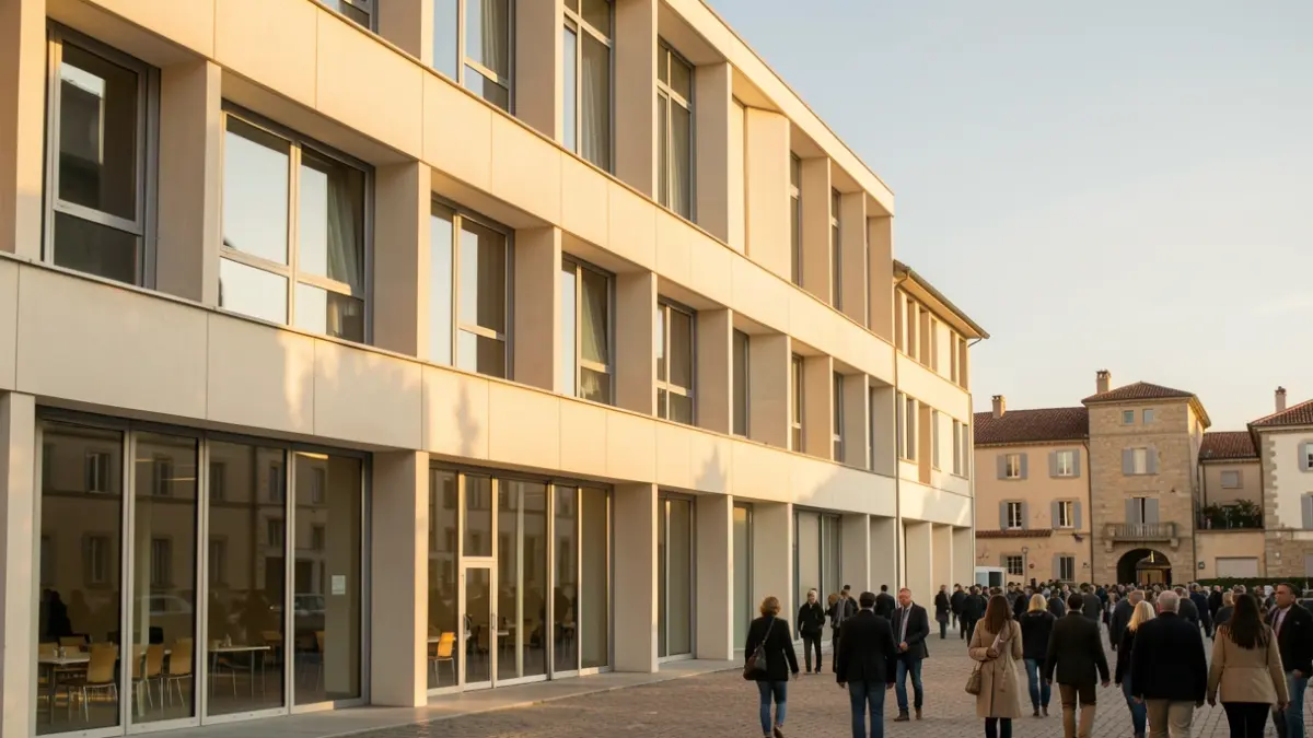 Imatge genèrica d'un edifici universitari modern amb detalls arquitectònics mediterranis.