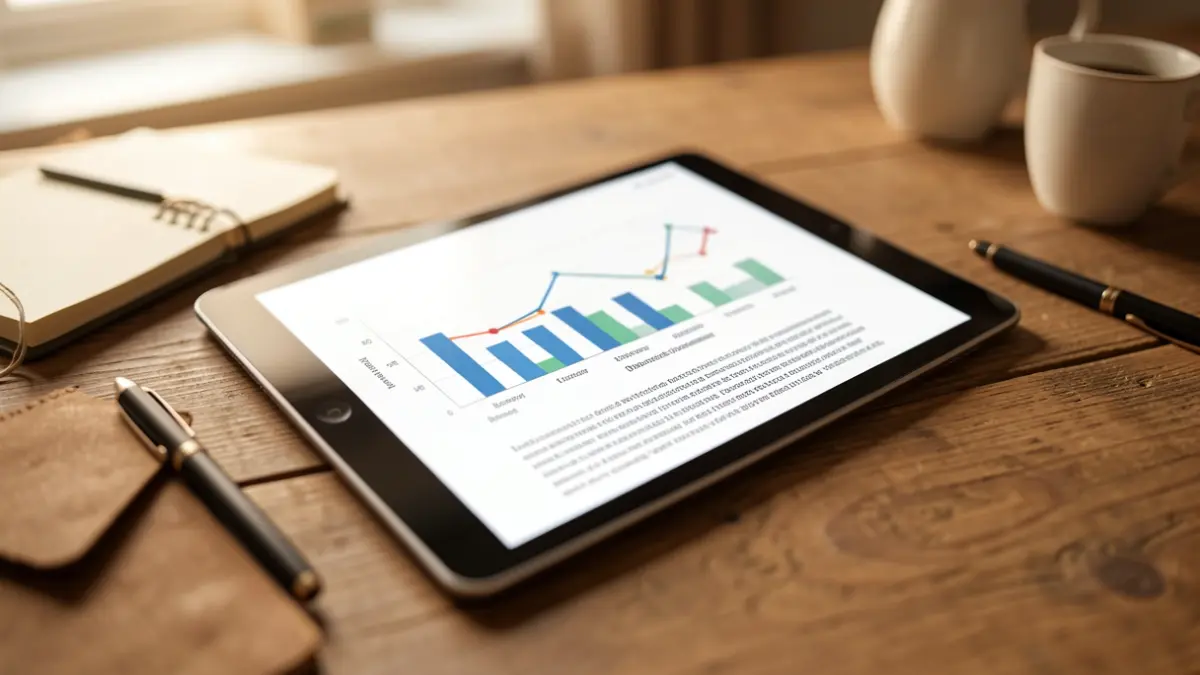 Generic image of a digital tablet with graphs and innovation-related text.
