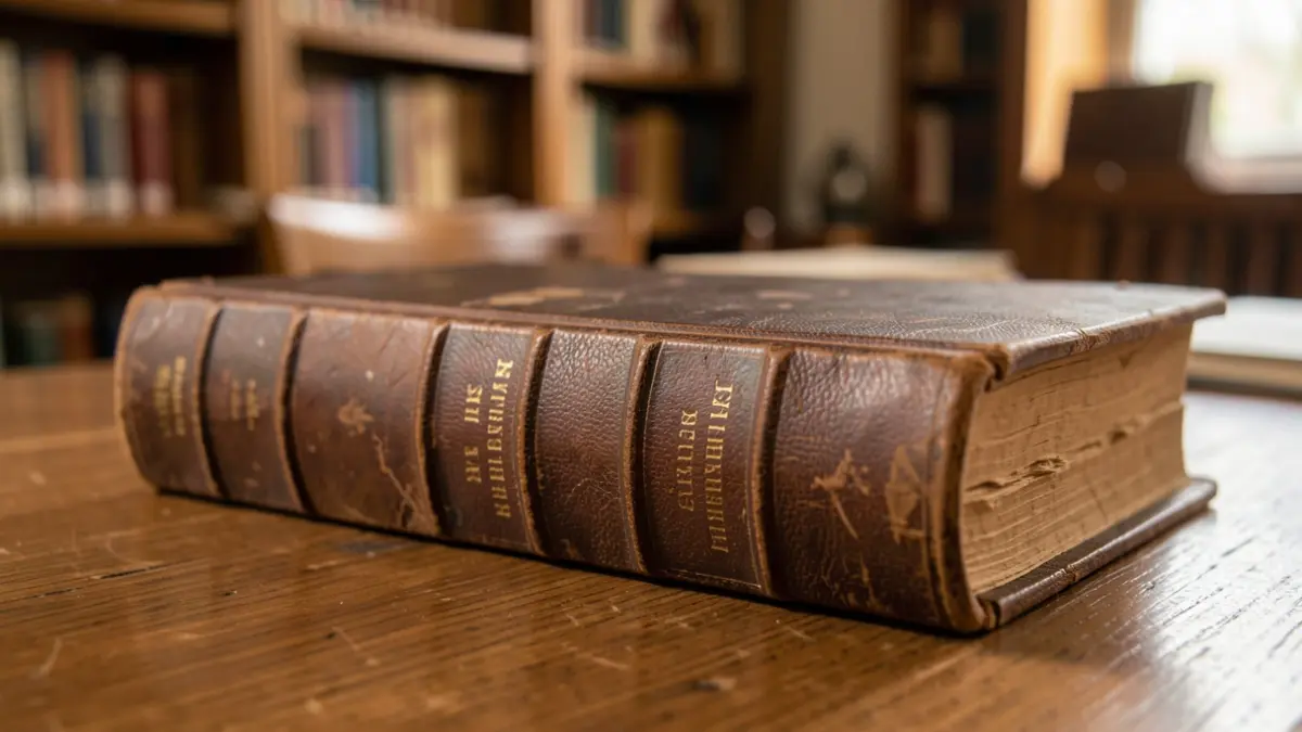 Imatge genèrica d'un llibre antic obert sobre una taula de fusta, amb llum càlida.