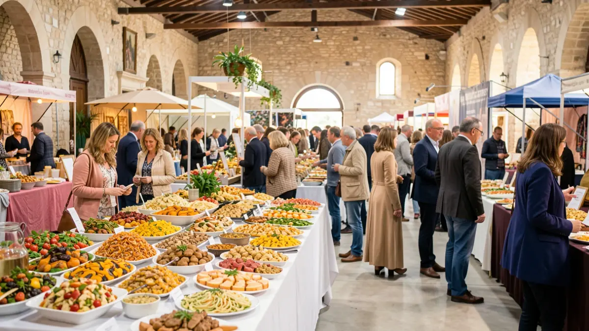 Imatge genèrica d'una fira gastronòmica amb expositors i assistents.