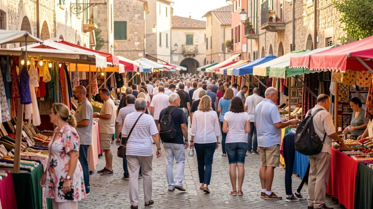 Imagen genérica de una feria popular en un entorno urbano mediterráneo.