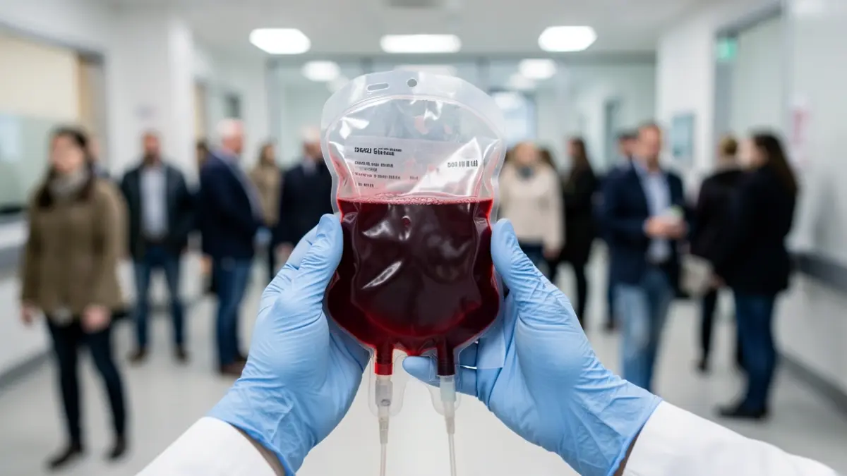 Generic image of a blood bag in a medical setting.