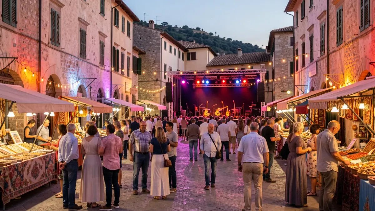 Imatge genèrica d'una celebració popular al carrer amb música i gastronomia.