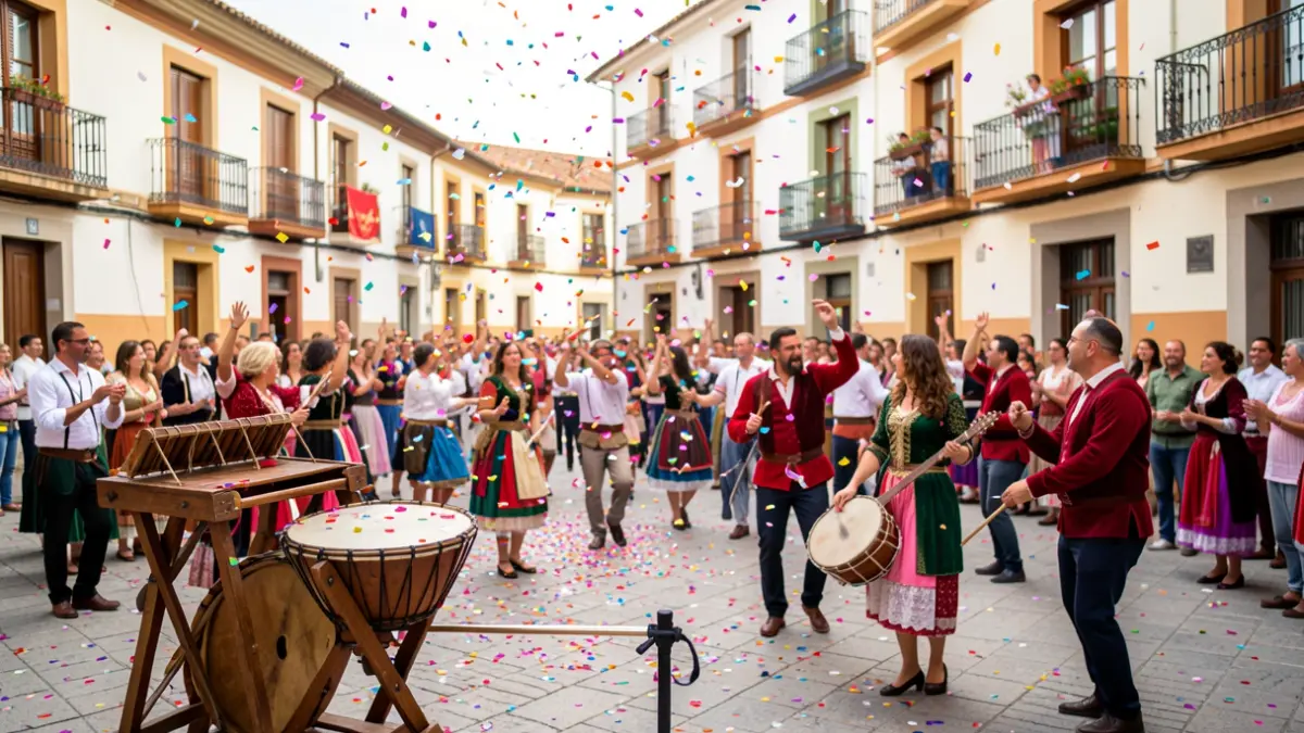Imatge genèrica de celebracions tradicionals valencianes amb instruments musicals i confeti.