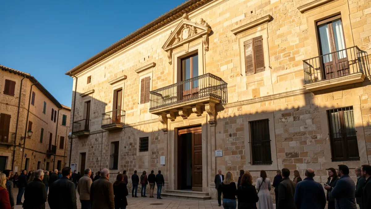 Generic image of an institutional building with a balcony and blue sky.