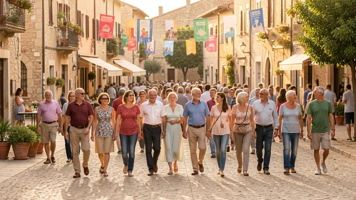 Generic image of people participating in a solidarity march in a Mediterranean urban setting.