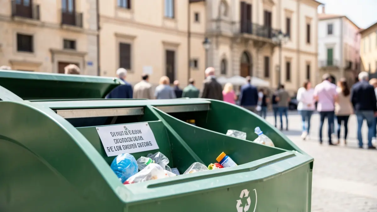 Imatge genèrica de contenidors de reciclatge davant d'un edifici municipal.
