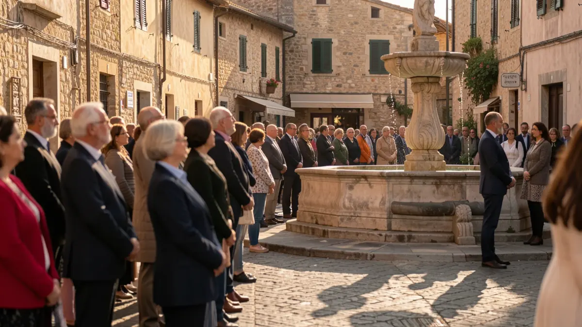 Generic image of a moment of silence in a Mediterranean town square.