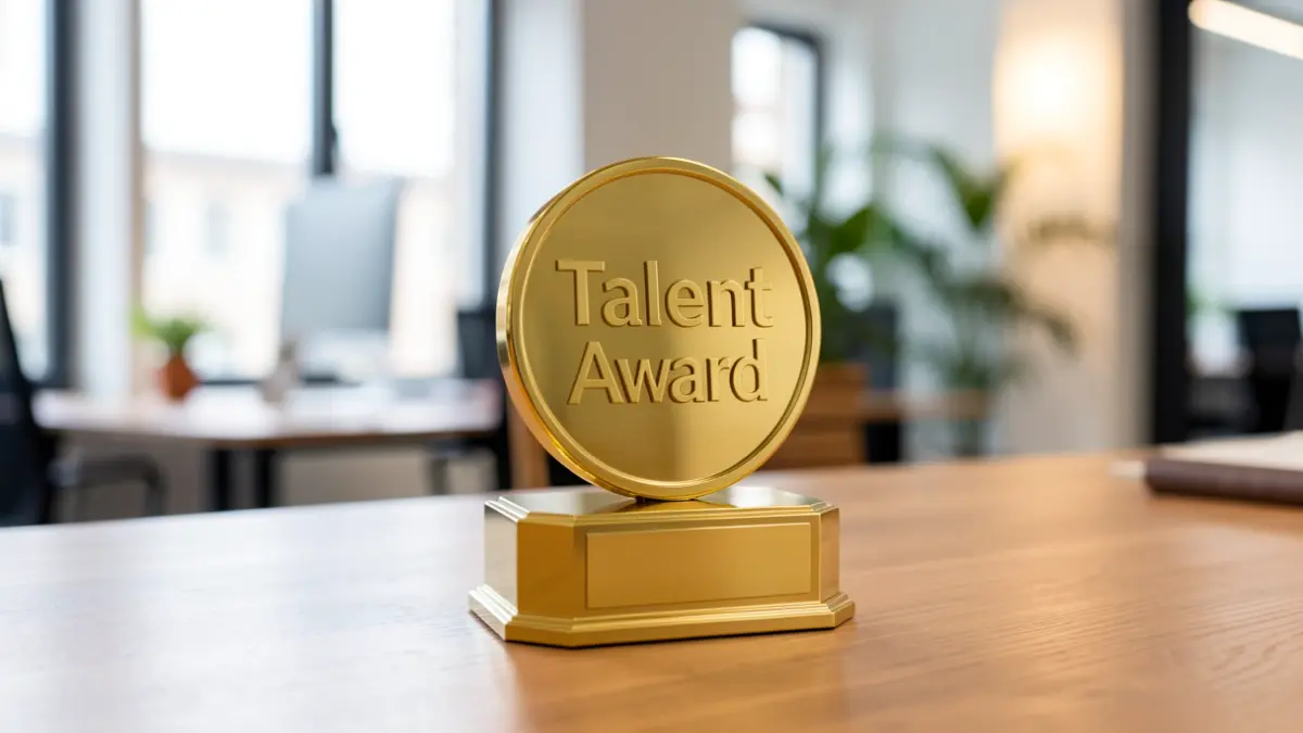 Generic image of an award on a table.