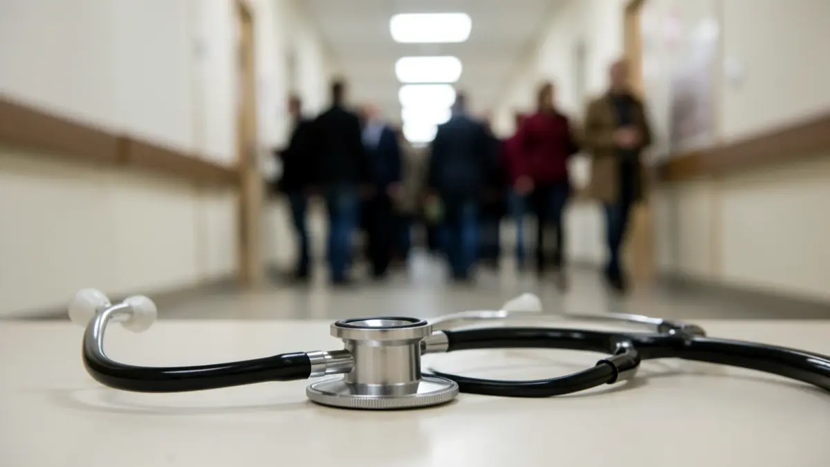 Imagen genérica de un estetoscopio sobre un fondo hospitalario difuminado.