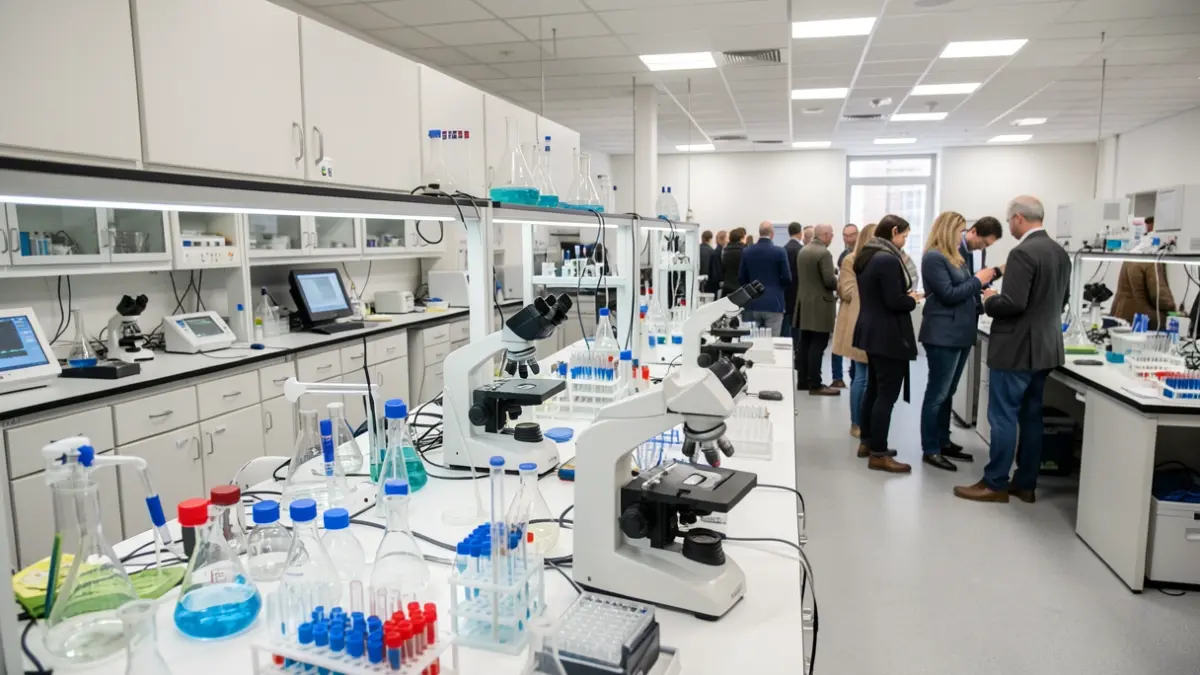 Imagen genérica de un laboratorio científico moderno con equipamiento.