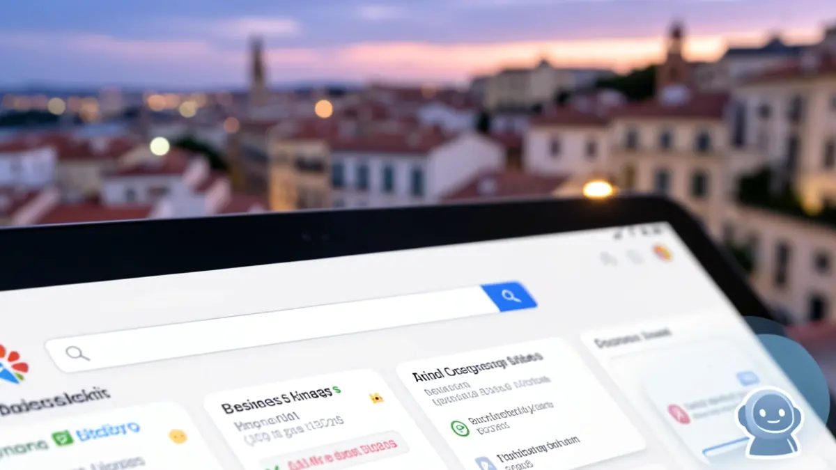 Imatge genèrica d'una plataforma digital amb oportunitats de negoci i un fons urbà mediterrani.