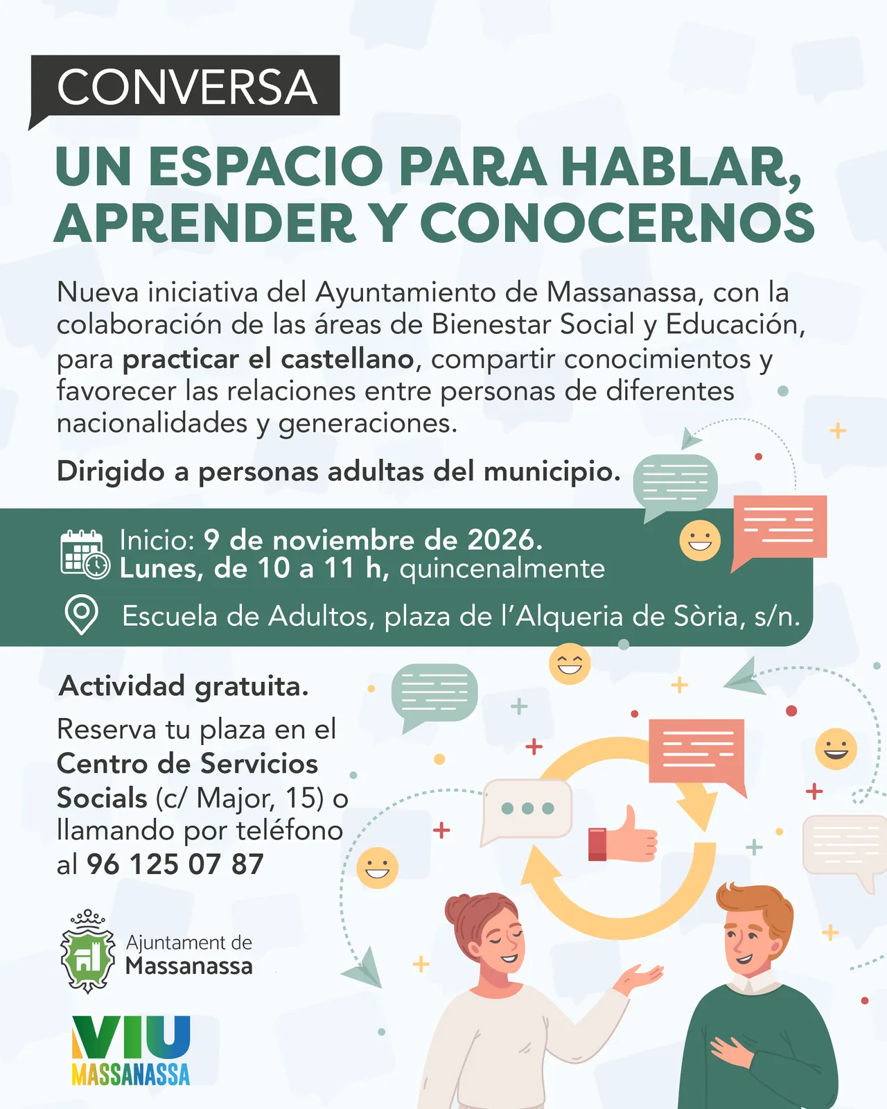 Servicios Sociales. Conversa, un espacio para hablar, aprender y conocernos